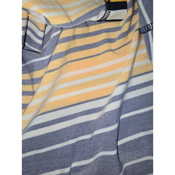 Navy Blue & Yellow Striped Henley Tank Top – Size XL - Picture 8 of 8